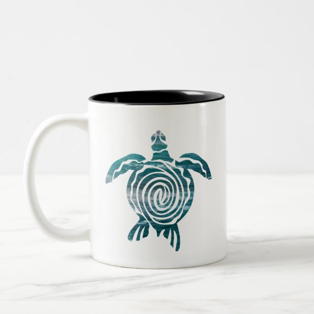 Sea Turtle Save The Turtle Two-Tone Coffee Mug (Left)