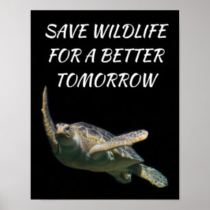 Sea Turtle, Save Wildlife for a Better Tomorrow Poster