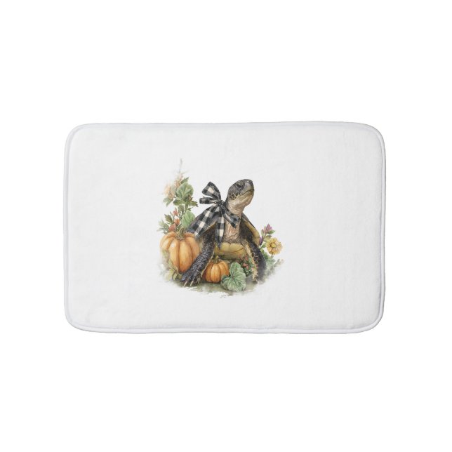 Sea Turtle Shirt Animals Autumn Pumpkin Bath Mat (Front)