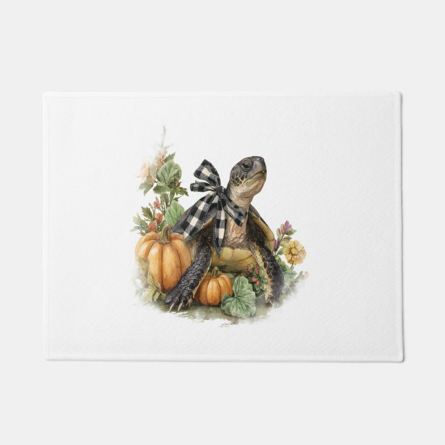 Sea Turtle Shirt Animals Autumn Pumpkin Doormat (Front)