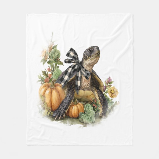 Sea Turtle Shirt Animals Autumn Pumpkin Fleece Blanket (Front)