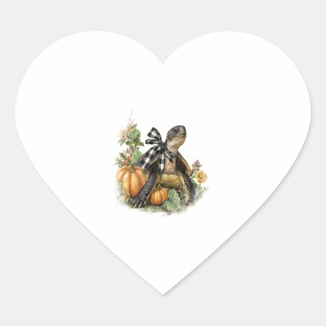 Sea Turtle Shirt Animals Autumn Pumpkin Heart Sticker (Front)