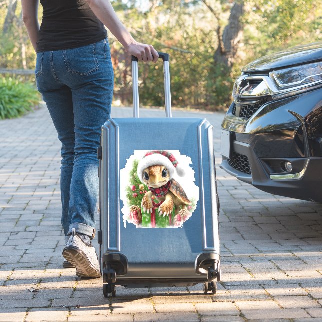 Sea Turtle Shirt Christmas Santa Hat (Suitcase Insitu)