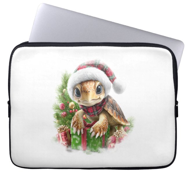 Sea Turtle Shirt Christmas Santa Hat Laptop Sleeve (Front)