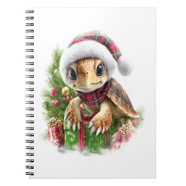 Sea Turtle Shirt Christmas Santa Hat Notebook (Front)