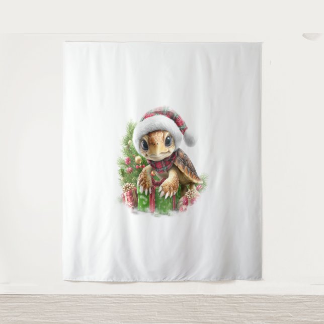 Sea Turtle Shirt Christmas Santa Hat Tapestry (Front)