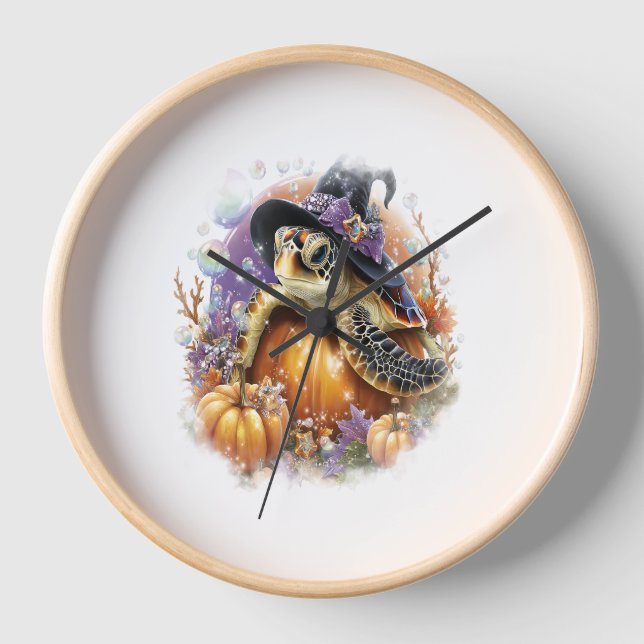 Sea Turtle Shirt Sea Halloween Clock (Front)