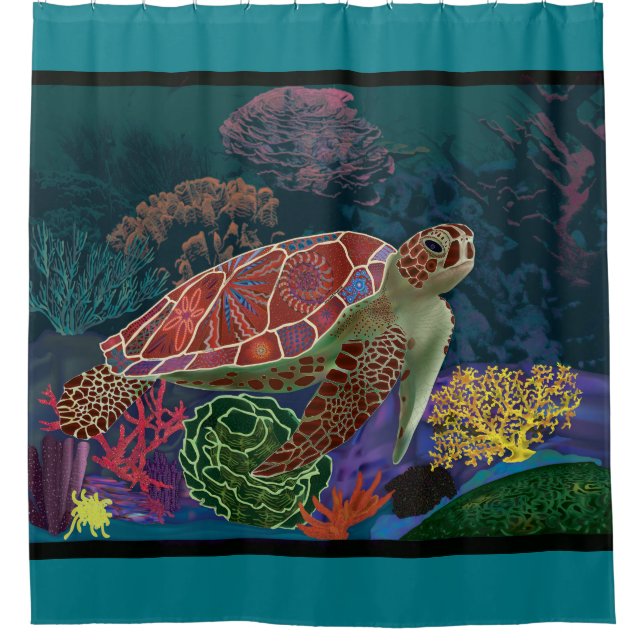 Sea Turtle Shower Curtain (Front)