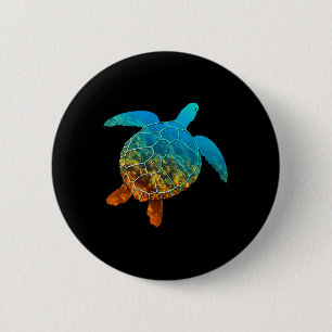 Sea Turtle Silhouette Earth Day And Ocean Week Lon 6 Cm Round Badge