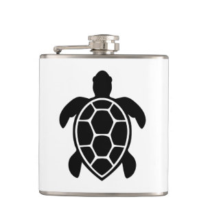 Sea Turtle Silhouette Minimalist Hip Flask