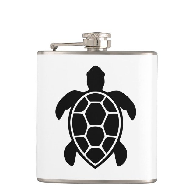 Sea Turtle Silhouette Minimalist Hip Flask (Front)