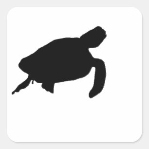 Sea Turtle Silhouette Square Sticker