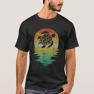Sea Turtle Silhouette Sunset Retro Vintage 70s T-Shirt