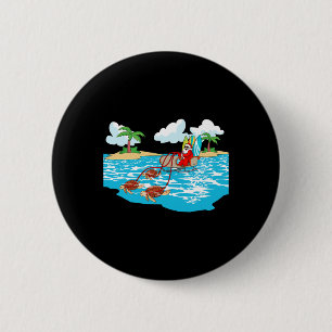 Sea Turtle Sleigh Santa Beach Surfboard Christmas 6 Cm Round Badge