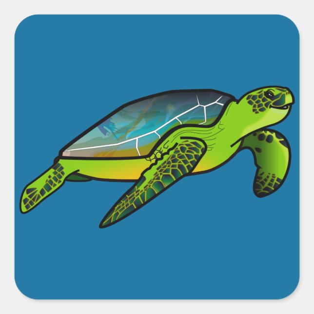 Sea Turtle Square Sticker (Front)