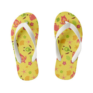 Sea Turtle Star Fish Shell Fish Ocean Beach Kid's Flip Flops