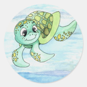 Sea Turtle Sticker- 2 Classic Round Sticker