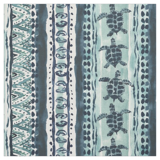 SEA TURTLE STRIPE Boho Coastal Fabric (Swatch)