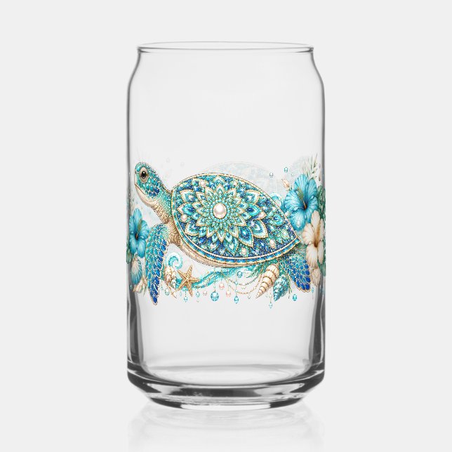 Sea Turtle Summer Can Glass (Front)