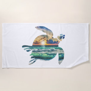 Sea Turtle Sunset Beach Towel