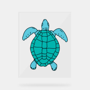 Sea Turtle Swimming Drawing Acrylic Sign