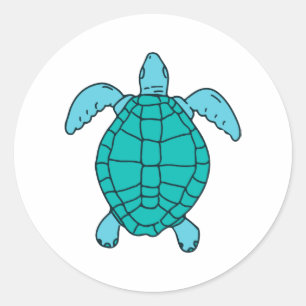 Sea Turtle Swimming Drawing Classic Round Sticker