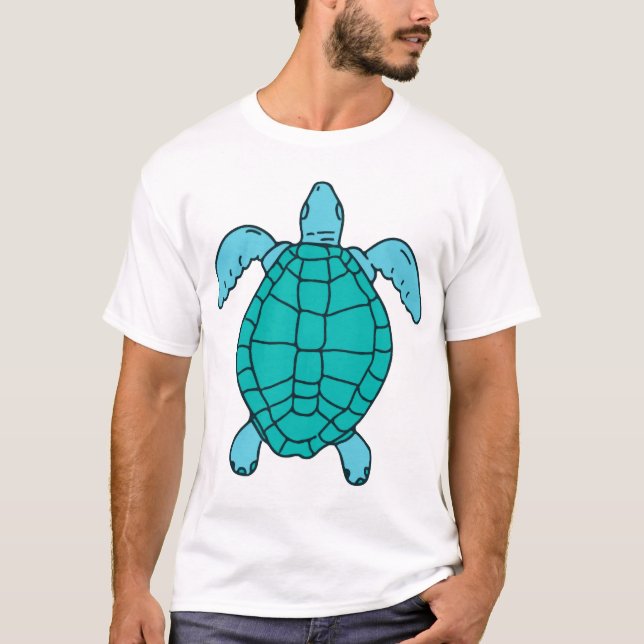 Sea Turtle Swimming Drawing T-Shirt (Front)