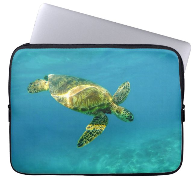 Sea Turtle swimming in turquoise ocean water Laptop Sleeve (Front)