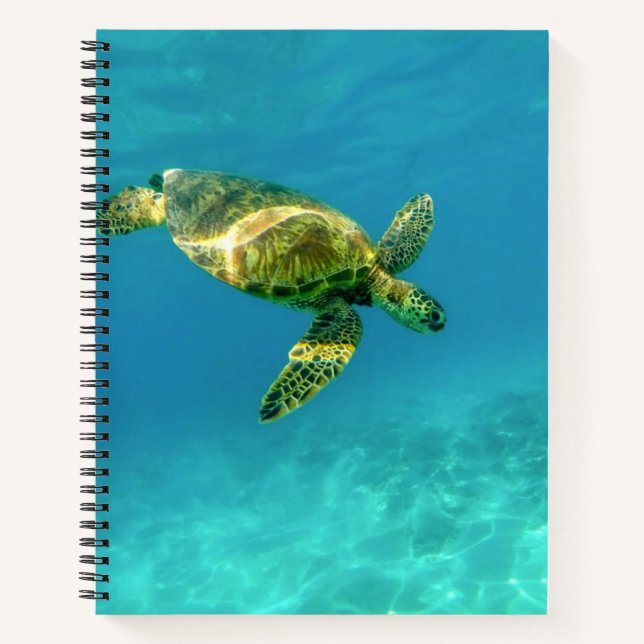 Sea Turtle swimming in turquoise ocean water Notebook (Front)