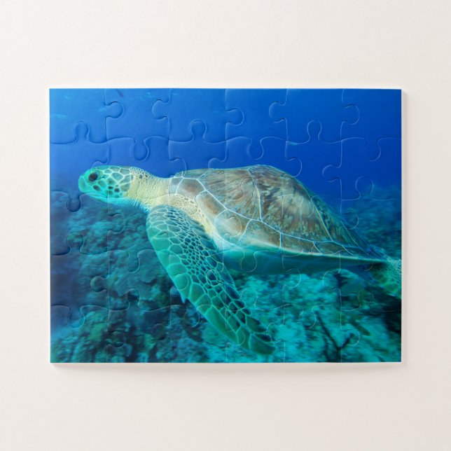 Sea Turtle Swimming Small Jigsaw Puzzle (Horizontal)