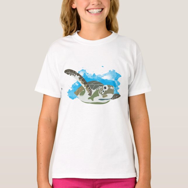 Sea Turtle Swimming  T-Shirt (Front)