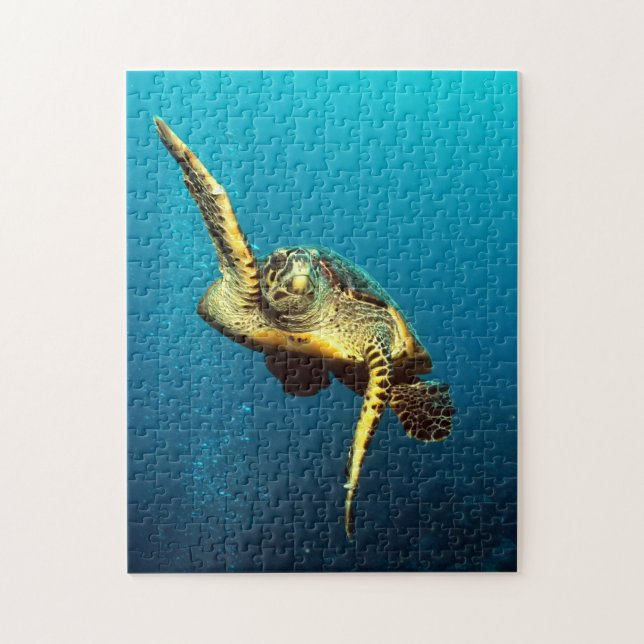 Sea Turtle Swimming Underwater Jigsaw Puzzle (Vertical)