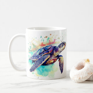 Sea Turtle Swimming watercolor painting Coffee Mug