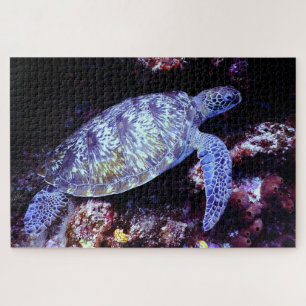 Sea Turtle Swimming with Live Coral Jigsaw Puzzle