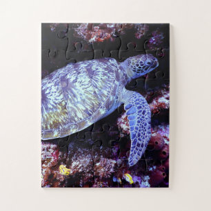 Sea Turtle Swimming with Live Coral Jigsaw Puzzle
