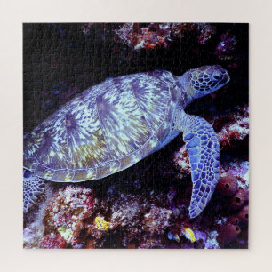 Sea Turtle Swimming with Live Coral Jigsaw Puzzle