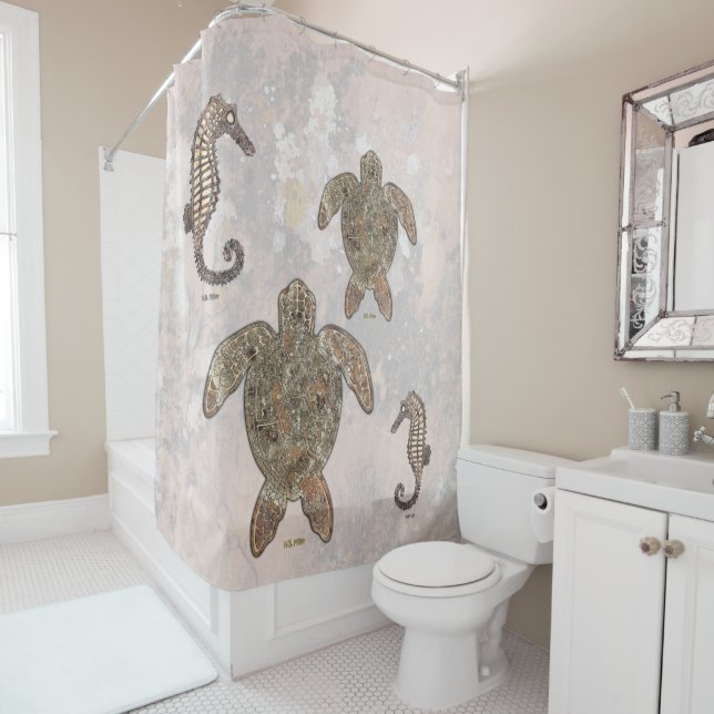 Sea Turtle Talking Canyons, New Mexico Shower Curtain (In Situ)