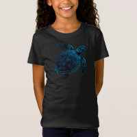 sea turtle, tattoo style, blue digital drawing