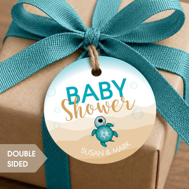 Sea Turtle Theme Baby Shower Circle Tag (Creator Uploaded)