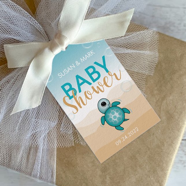 Sea Turtle Theme Baby Shower Gift Tag (Creator Uploaded)