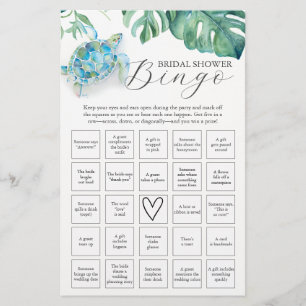 Sea Turtle Theme Bridal Shower Bingo Flyer