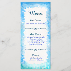 Sea Turtle Theme Custom Menu Cards   Blue & Green