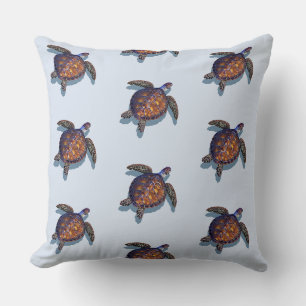 Sea turtle throw pillow reversible