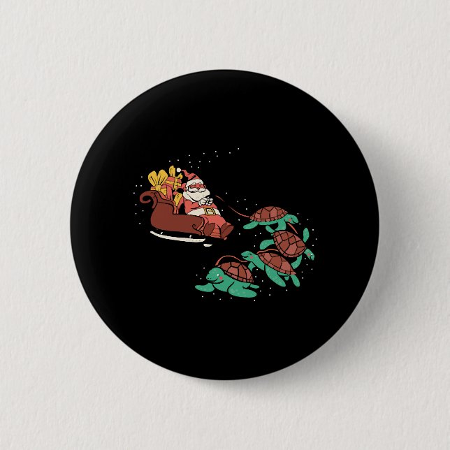 Sea Turtle Tortoise Christmas  6 Cm Round Badge (Front)