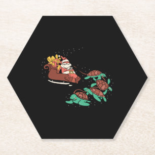 Sea Turtle Tortoise Christmas  Paper Coaster