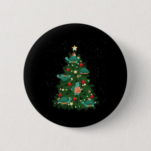 Sea Turtle Tortoise Christmas Tree 6 Cm Round Badge