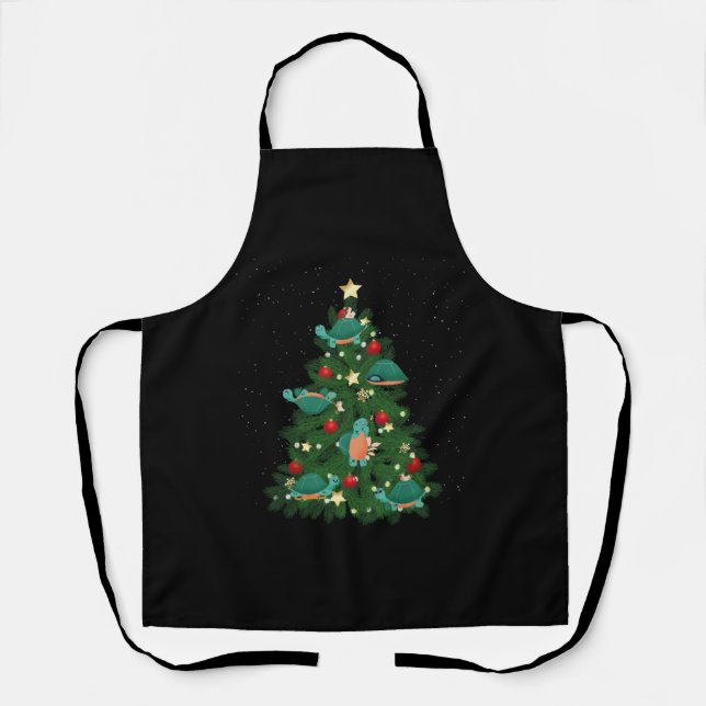 Sea Turtle Tortoise Christmas Tree  Apron (Front)