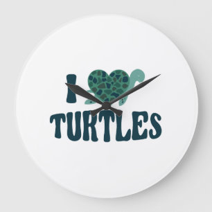 Sea Turtle Tortoise Heart I Love Copy Copy Large Clock