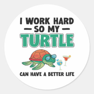 Sea Turtle Tortoise I Work Hard So Classic Round Sticker