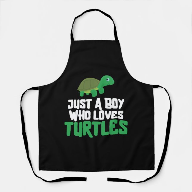 Sea Turtle Tortoise Just A Boy Who    Apron (Front)